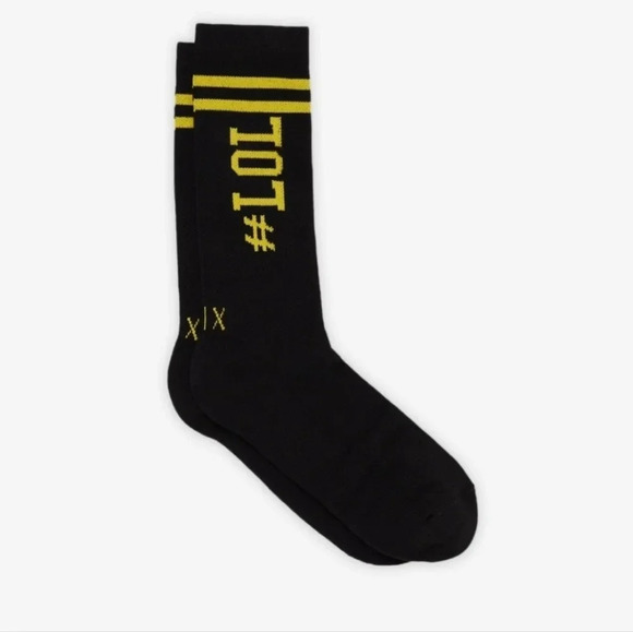 Armani Exchange  AX LOL Black Yellow Tennis Socks size M 70% Cotton - Picture 1 of 6